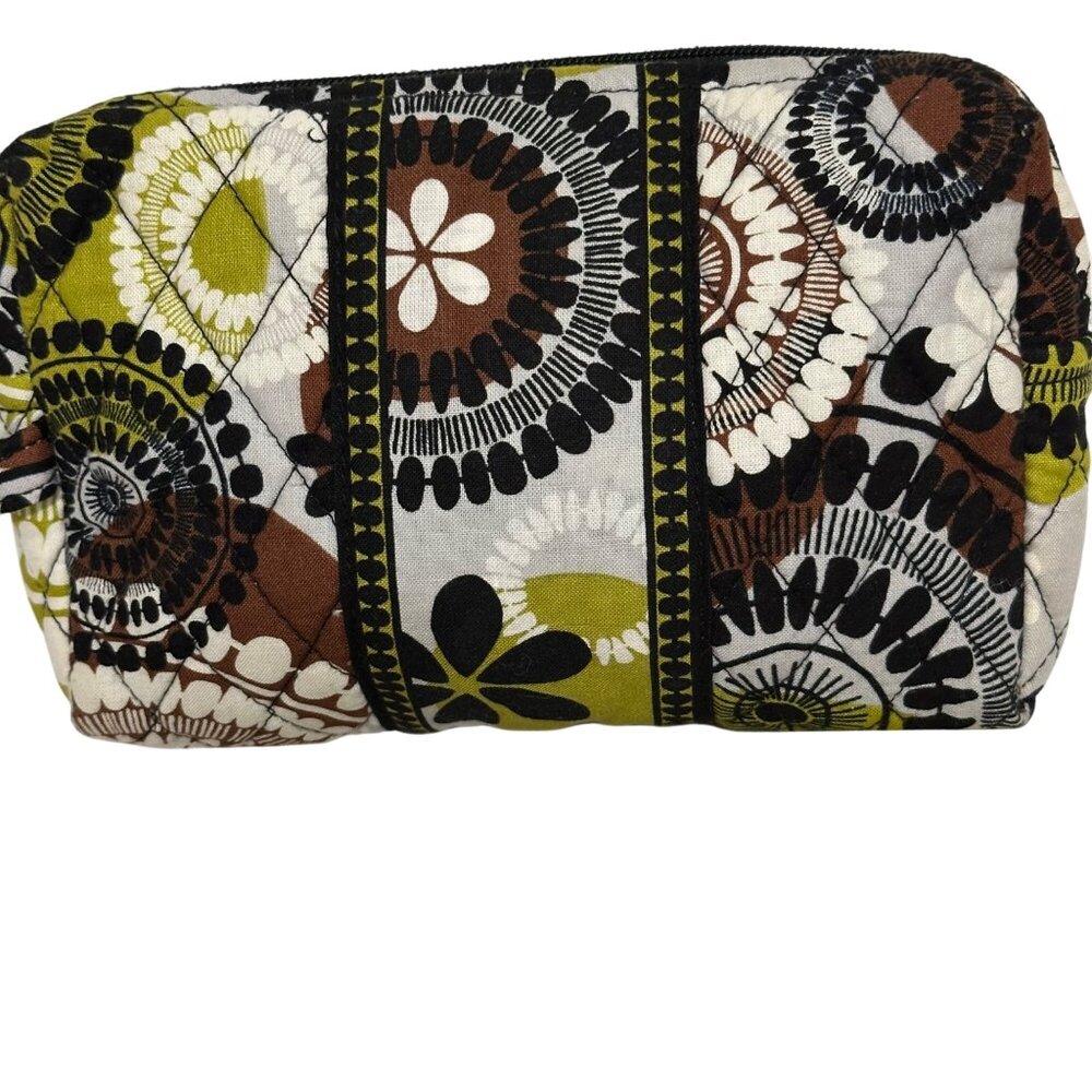 Vera Bradley Cocoa Moss Medium Cosmetic Makeup Bag Medallion Green White Brown - Picture 10 of 11